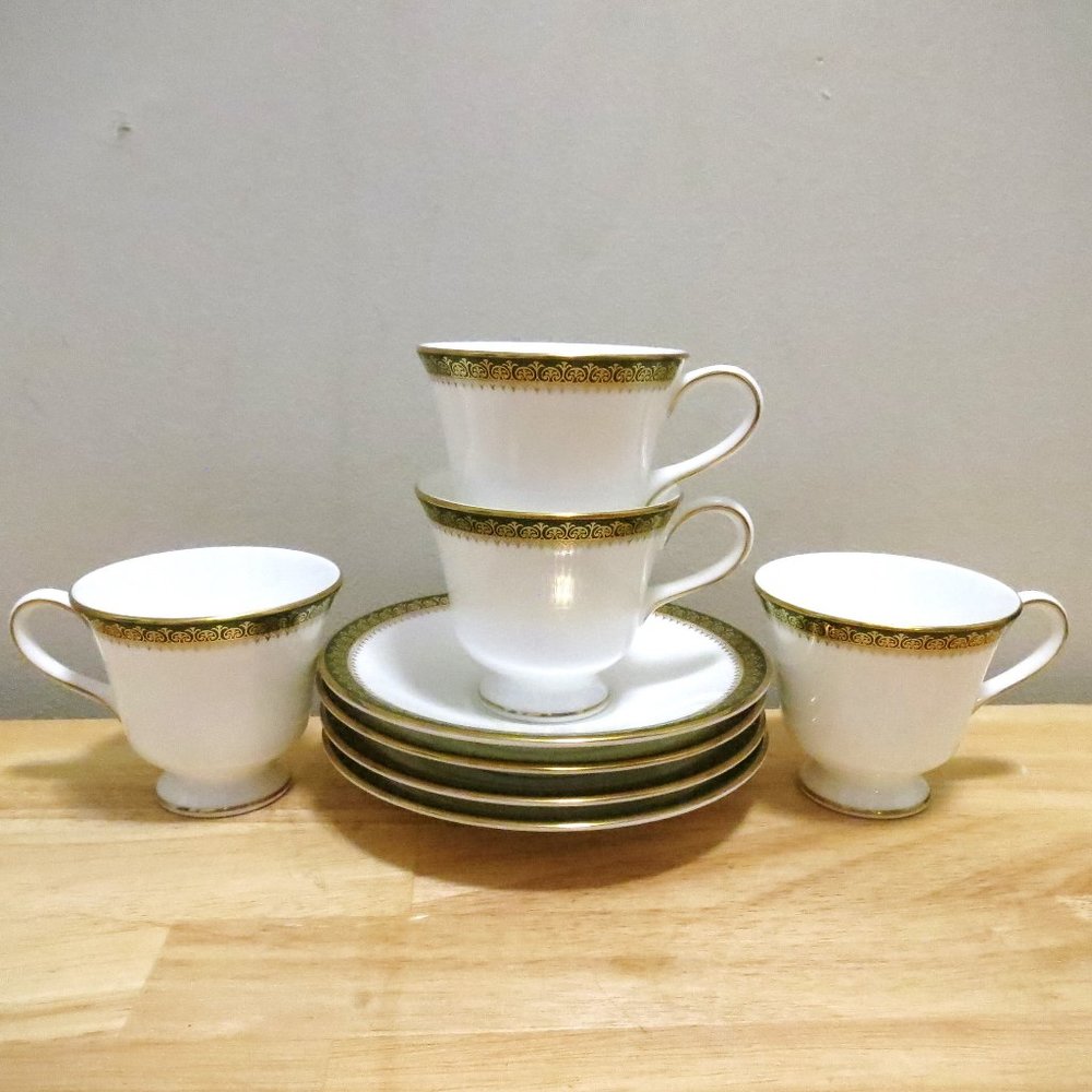 Wedgwood Demitasse & Saucer X4 Chester R4446 England Bone China .5Cup/4oz/100ml